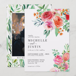 Invitación Flores silvestres elegantes | Boda de fotos ruso