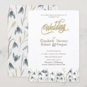 Invitación Flores Silvestres Elegantes Campanillas de Inviern