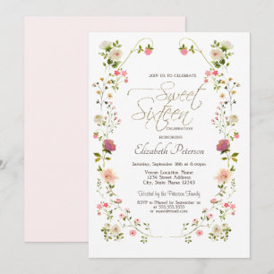 Invitación Flores Silvestres Elegantes Cumpleaños 16