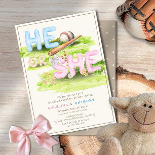 Invitación Flores silvestres elegantes de béisbol en acuarela