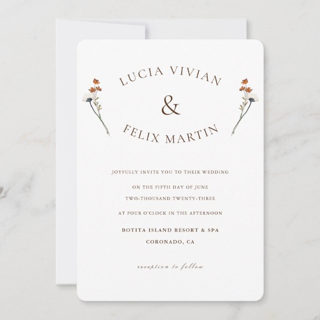 Invitación Flores Silvestres Elegantes De Presupuesto Todo En (Anverso)