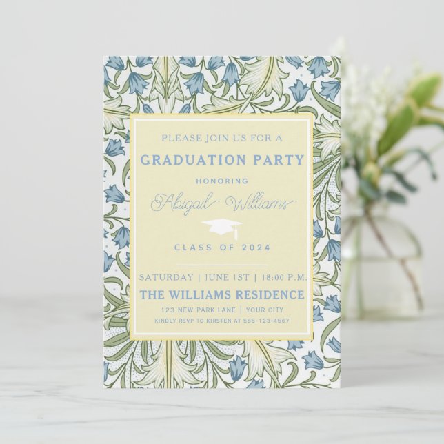 Invitación Flores silvestres elegantes de verano - Graduación (Anverso de pie)