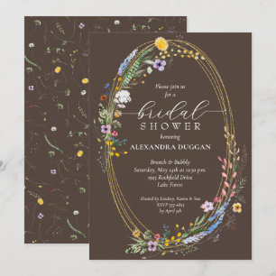Invitación Flores silvestres elegantes en ducha de novia marr