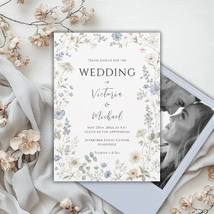 Invitación Flores silvestres elegantes Foto floral Boda moder
