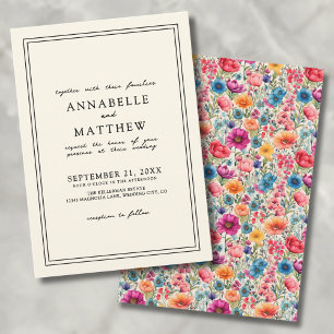 Invitación Flores Silvestres Elegantes y Audaces para Bodas B
