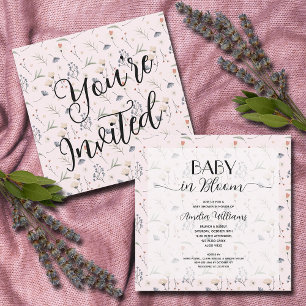 Invitación Flores silvestres en Baby Shower Chica rosado