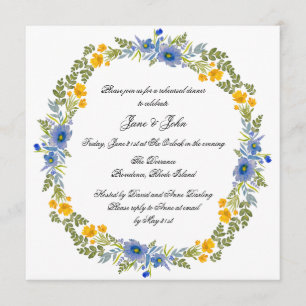 Invitación Flores silvestres en colores primarios rompen invi
