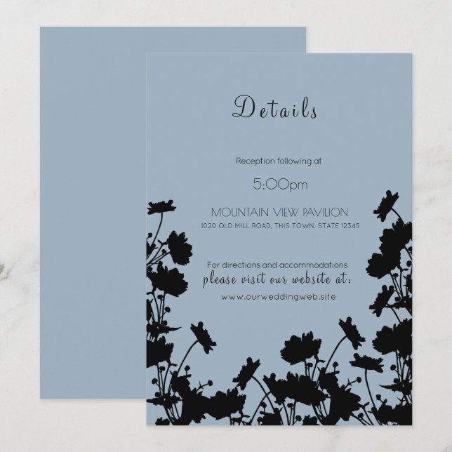 Invitación Flores silvestres en la página Detalles de la tint (Anverso / Reverso)
