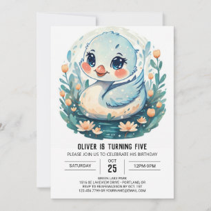 Invitación Flores silvestres encantadas Ave cisne Cumpleaños