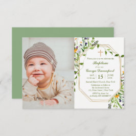 Invitación Flores silvestres enmarcan Baptism personalizado f