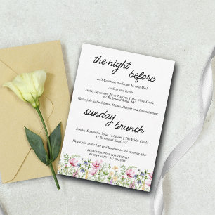 Invitación Flores silvestres ensayando cena y brunch dominica