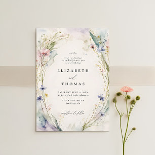 Invitación Flores silvestres Fête Romantic Elegant Ecru Boda