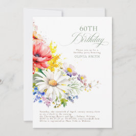 Invitación Flores silvestres Fiesta de cumpleaños elegante