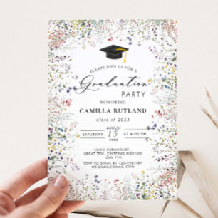 Invitación Flores silvestres fiesta moderna de graduación de 