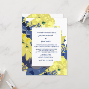 Invitación Flores silvestres Floral Amarillo Azul Artsy Boda 