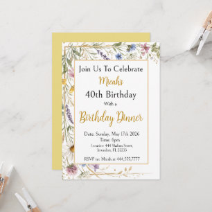 Invitación Flores silvestres Floral Botánico Acuarela, Follaj