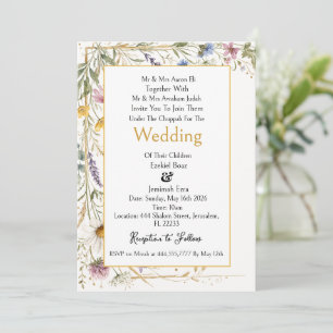 Invitación Flores silvestres Floral Botánico, Boda Judía