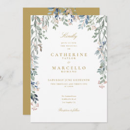 Invitación Flores silvestres Floral Código QR Boda de oro