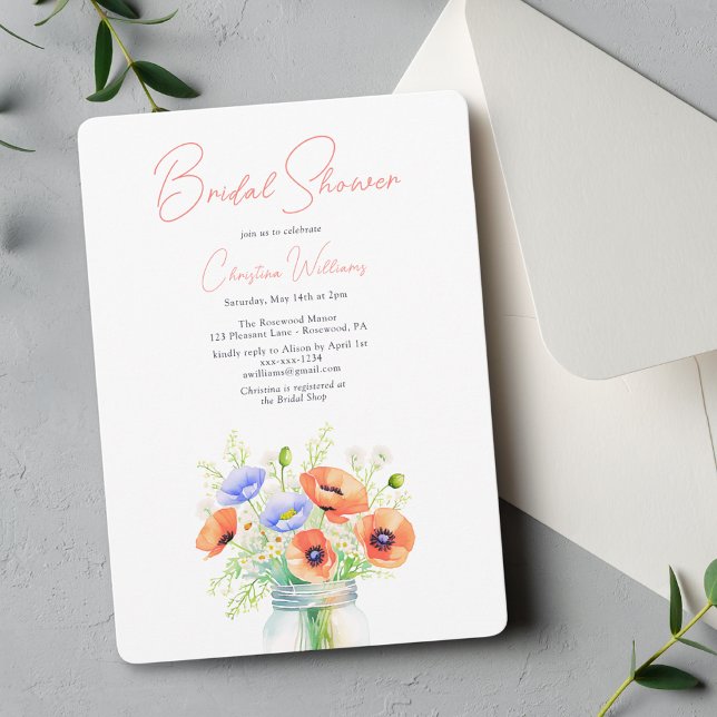 Invitación Flores silvestres florales modernas guión de ducha (Subido por el creador)