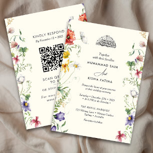 Invitación Flores silvestres floridas botánicas Islam Nikah