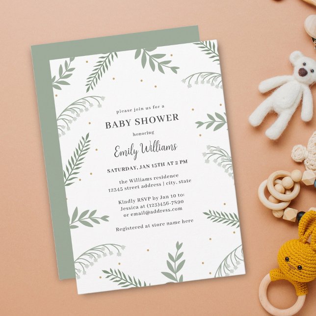Invitación Flores silvestres Foliage Sexo Neutral Baby Shower (Subido por el creador)