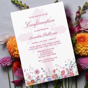 Invitación Flores Silvestres Frescas Confirmación Santa Cruz