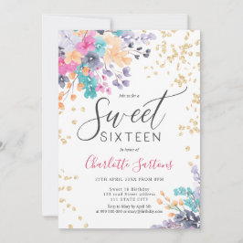 Invitación Flores silvestres girasol escritura de oro floral 