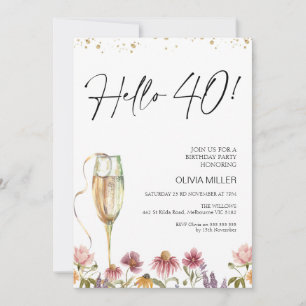 Invitación Flores silvestres Hola 40 cumpleaños