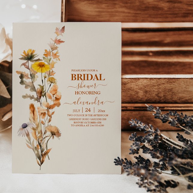 Invitación Flores silvestres Jardín botánico Ducha de novia (Subido por el creador)