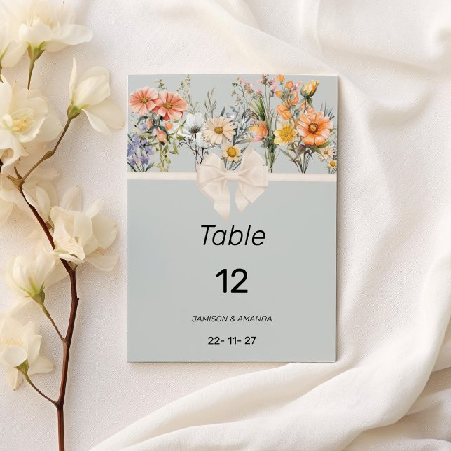 Invitación Flores silvestres jardín botánico floral Números d (Wildflowers garden botanical floral Table Numbers)