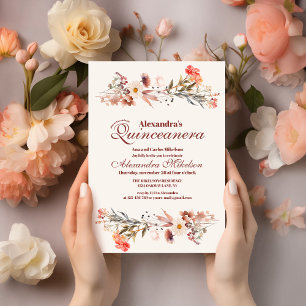 Invitación Flores silvestres Jardín Botánico Quinceanera Cump