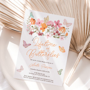 Invitación Flores silvestres lindo boho mariposas ducha de no
