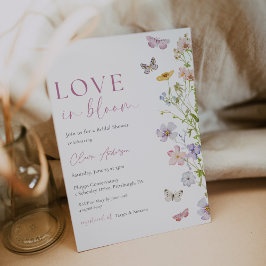 Invitación Flores silvestres mariposa amor en ducha de novias