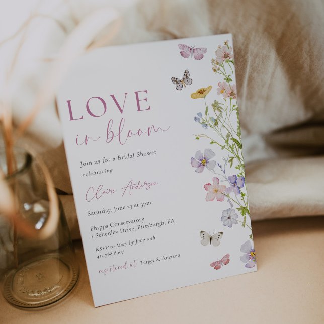 Invitación Flores silvestres mariposa amor en ducha de novias (Subido por el creador)
