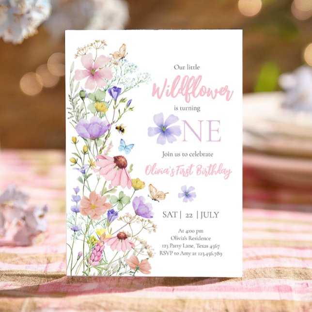 Invitación Flores silvestres mariposas Floral Boho Chica Cump (Subido por el creador)