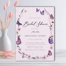 Invitación Flores silvestres mariposas marco floral ducha de 