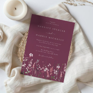 Invitación Flores silvestres Mauve y Rosa Boda