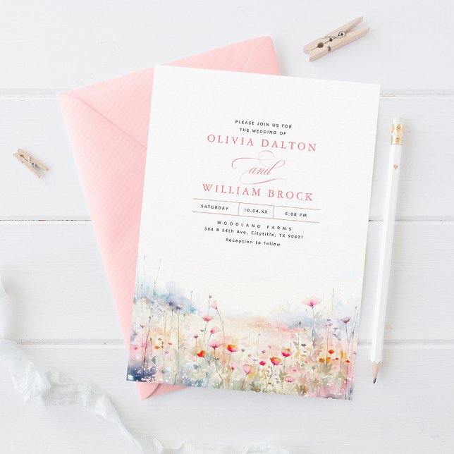 Invitación Flores silvestres Meadow Soft Pastel Boho Boda (Subido por el creador)