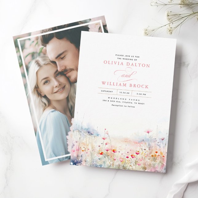 Invitación Flores silvestres Meadow Soft Pastel Boho Foto Bod (Subido por el creador)