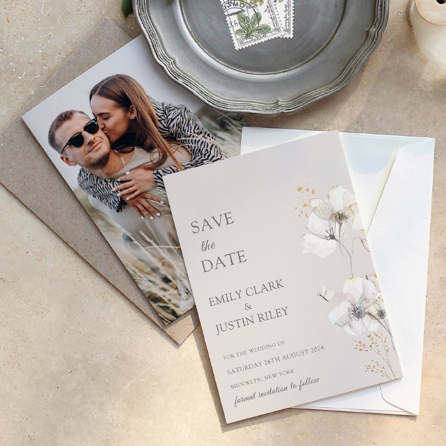 Invitación Flores silvestres modernas acuarelas Foto de Save  (Subido por el creador)