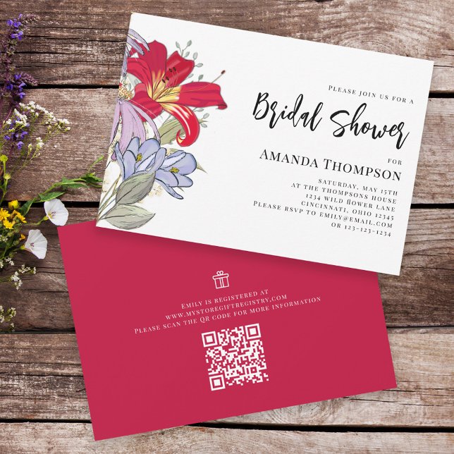 Invitación Flores silvestres modernas Duchas nupales acuática (Subido por el creador)