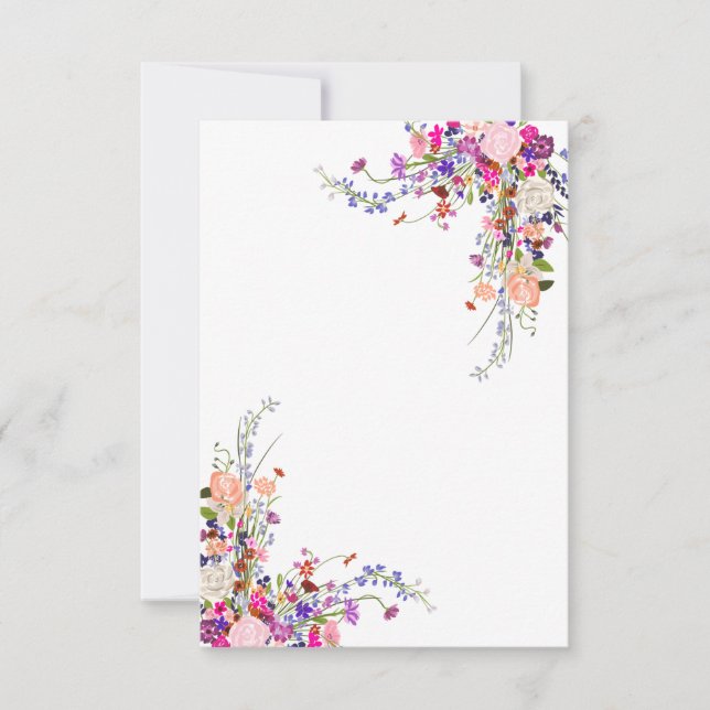 Invitación Flores silvestres modernas guión guión de baño de  (Anverso)