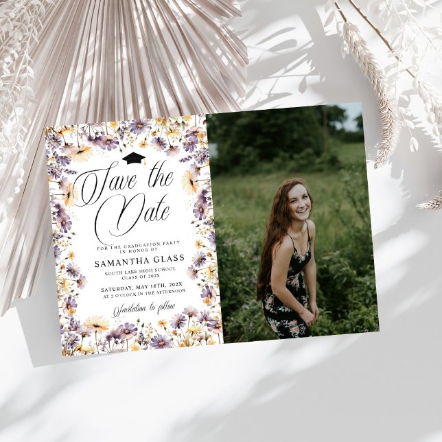 Invitación Flores Silvestres Modernas Que Salvan La Graduació (Subido por el creador)