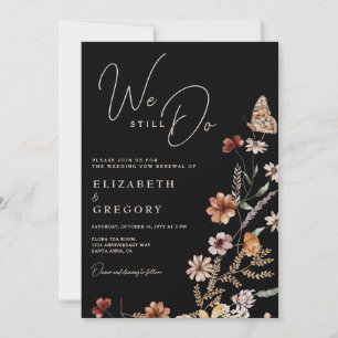 Invitación Flores Silvestres Negras Renovación de Votos