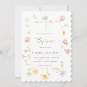 Invitación flores silvestres niña Bautizo