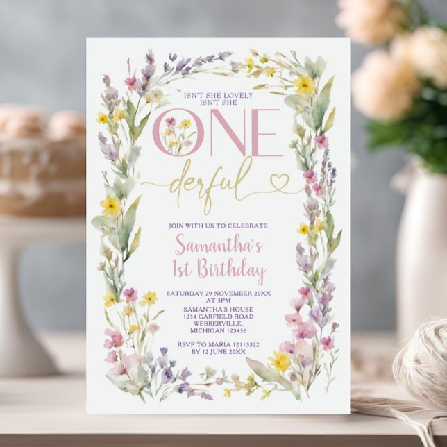 Invitación Flores silvestres no es maravillosa el primer cump (Subido por el creador)