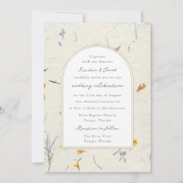 Invitación Flores Silvestres Papel Floral Moderno Boda Digita