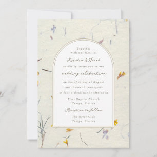 Invitación Flores Silvestres Papel Floral Moderno Boda Digita