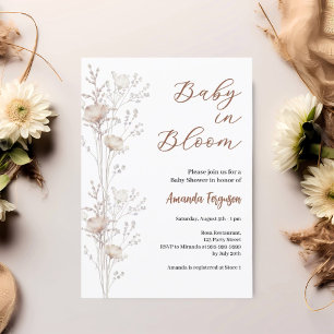 Invitación Flores silvestres para la ducha bebé con crema bei