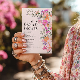 Invitación Flores silvestres pastel románticas ducha de novia